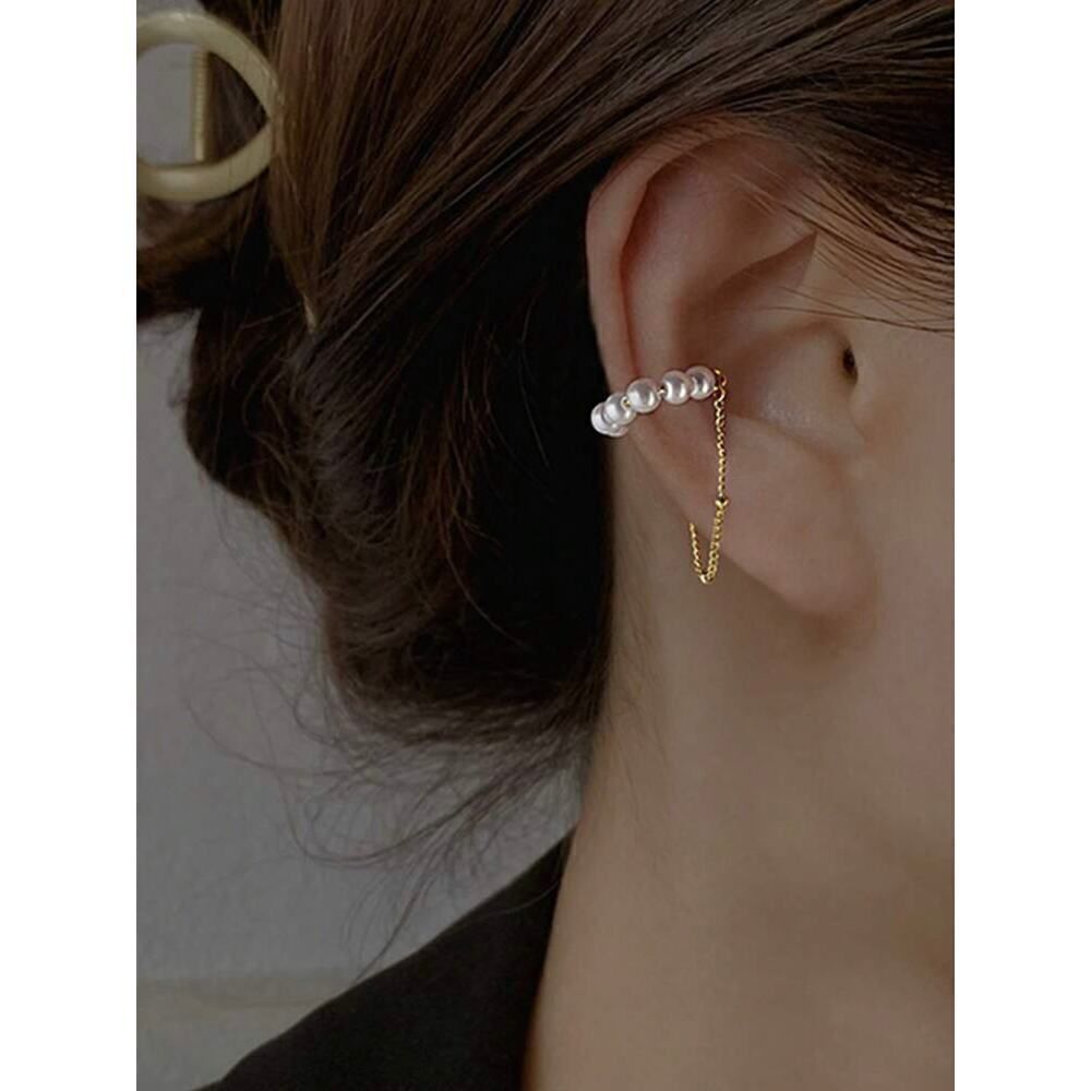 Women's Ear Earrings, Piercing-Free Clip Earrings, Pearls, Chain, Fashion
